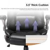 High Back Office Chair PU Leather Executive Swivel Computer Desk Chair Flip-up Arms