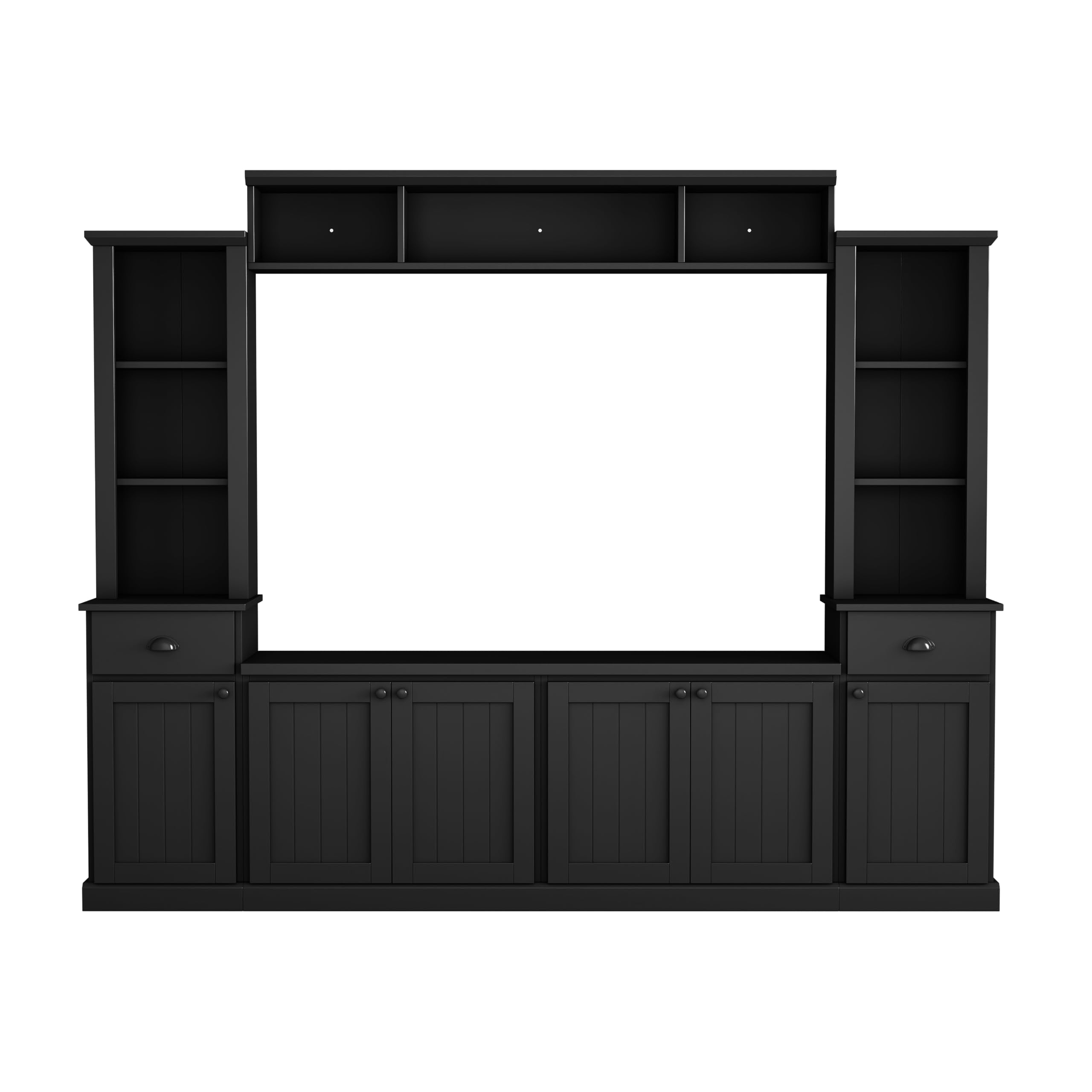 Modern TV Stand Set with Adjustable Bridge - 75" Entertainment Center