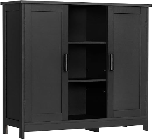 Storage Cabinet with 2 Doors and 4 Storage Shelves, Credenza Buffet Cabinet