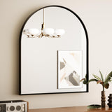 TokeShimi 30×36 Black Arched Aluminum Mirror Bathroom with Tempered Glass,Shatterproof Modern Framed Mirror for Bedroom,Living Room,Entryway