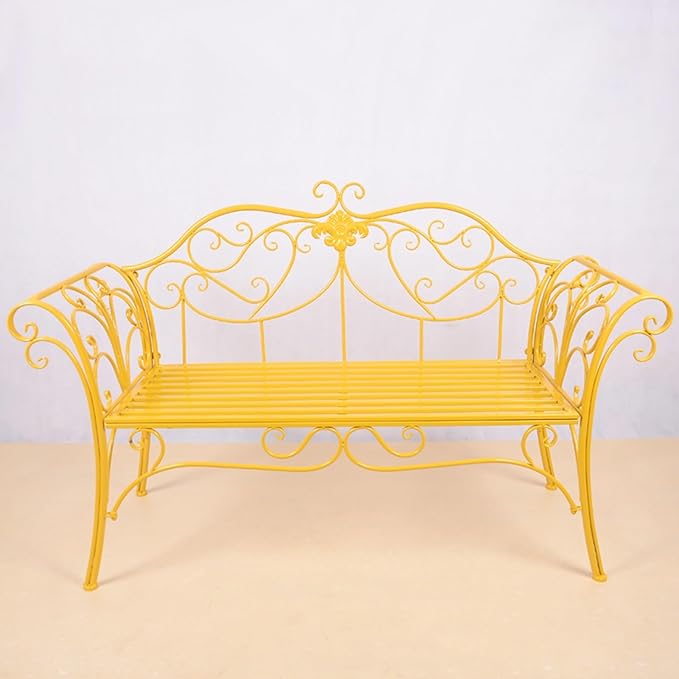 52" Patio Garden Bench, Outdoor Retro Park Benches, Metal Bench Chair 2 Seaters