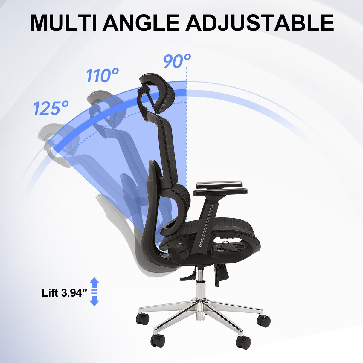 A100 Ergonomic Office Chair, Home Office Chair, with 3D Armrests and Adjustable