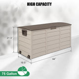 75 Gallon Outdoor Storage Box, Patio Deck Box Furniture