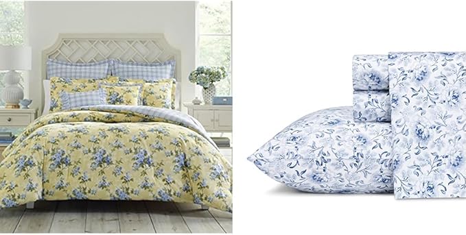 Queen Comforter Set, Cotton Reversible Bedding, Includes Matching Shams