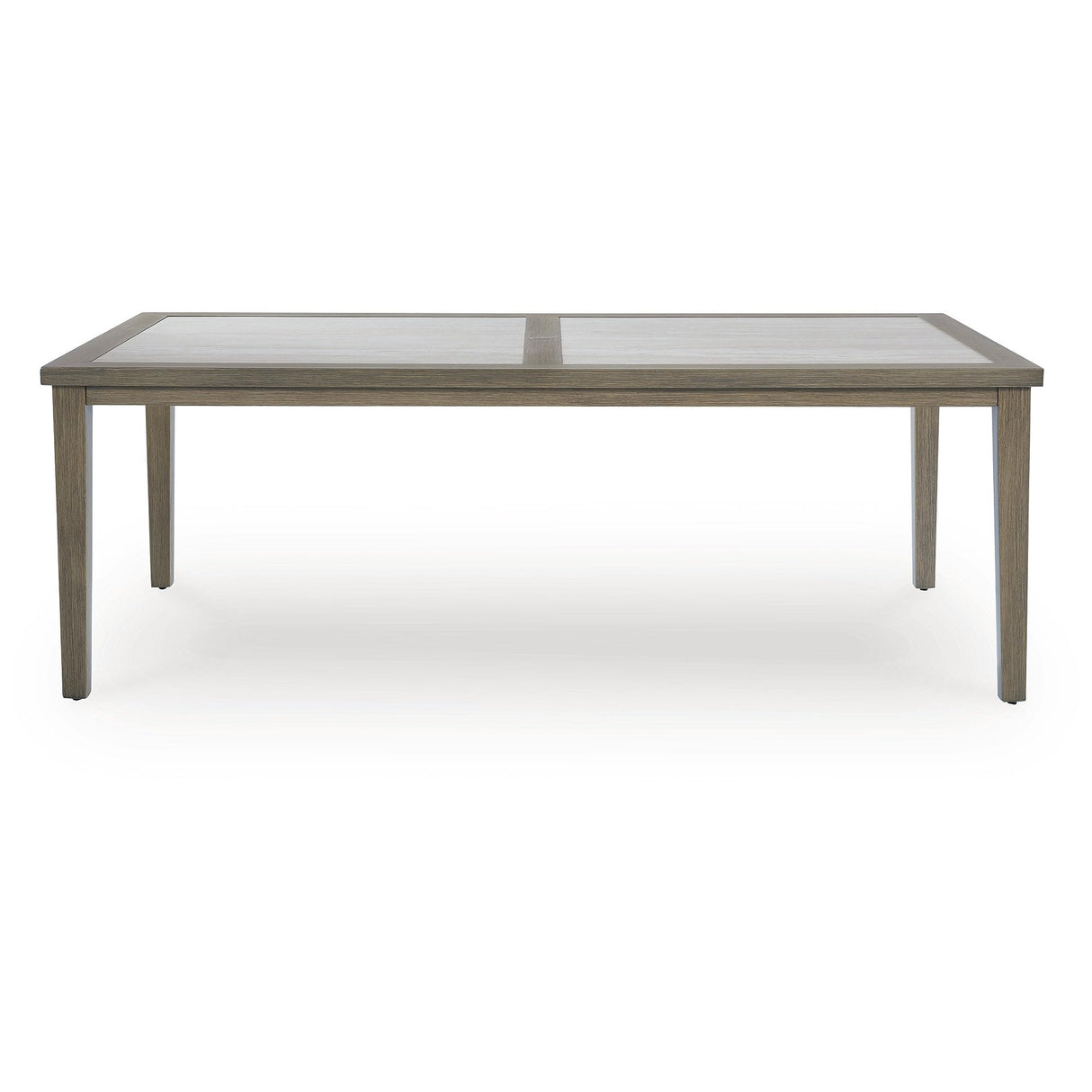 Rainier Ranch Contemporary Sintered Stone Tabletop Outdoor Dining Table with 4 Legs, Light Brown & Beige