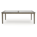 Rainier Ranch Contemporary Sintered Stone Tabletop Outdoor Dining Table with 4 Legs, Light Brown & Beige