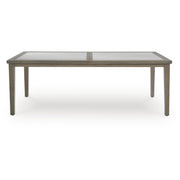 Rainier Ranch Contemporary Sintered Stone Tabletop Outdoor Dining Table with 4 Legs, Light Brown & Beige
