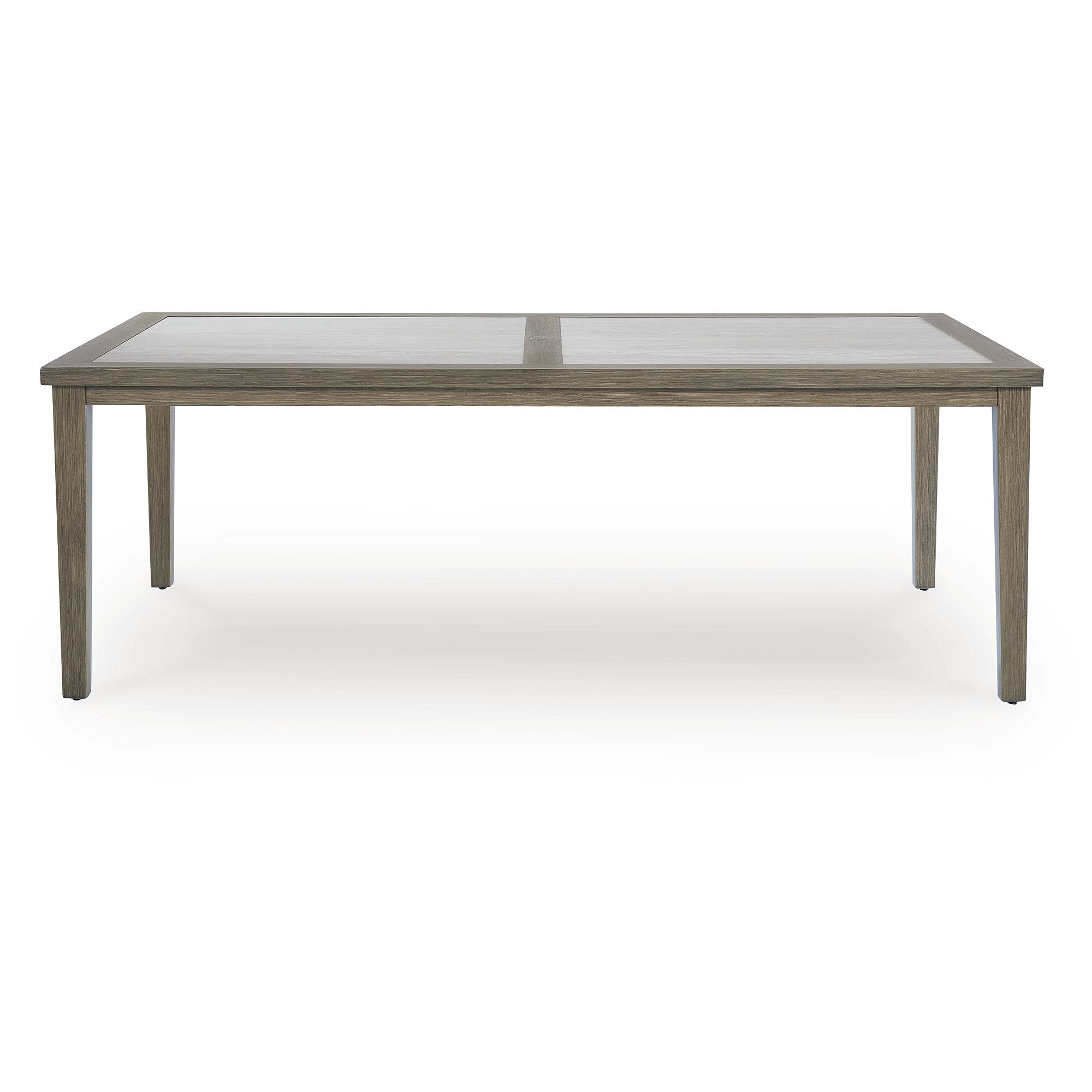Rainier Ranch Contemporary Sintered Stone Tabletop Outdoor Dining Table with 4 Legs, Light Brown & Beige