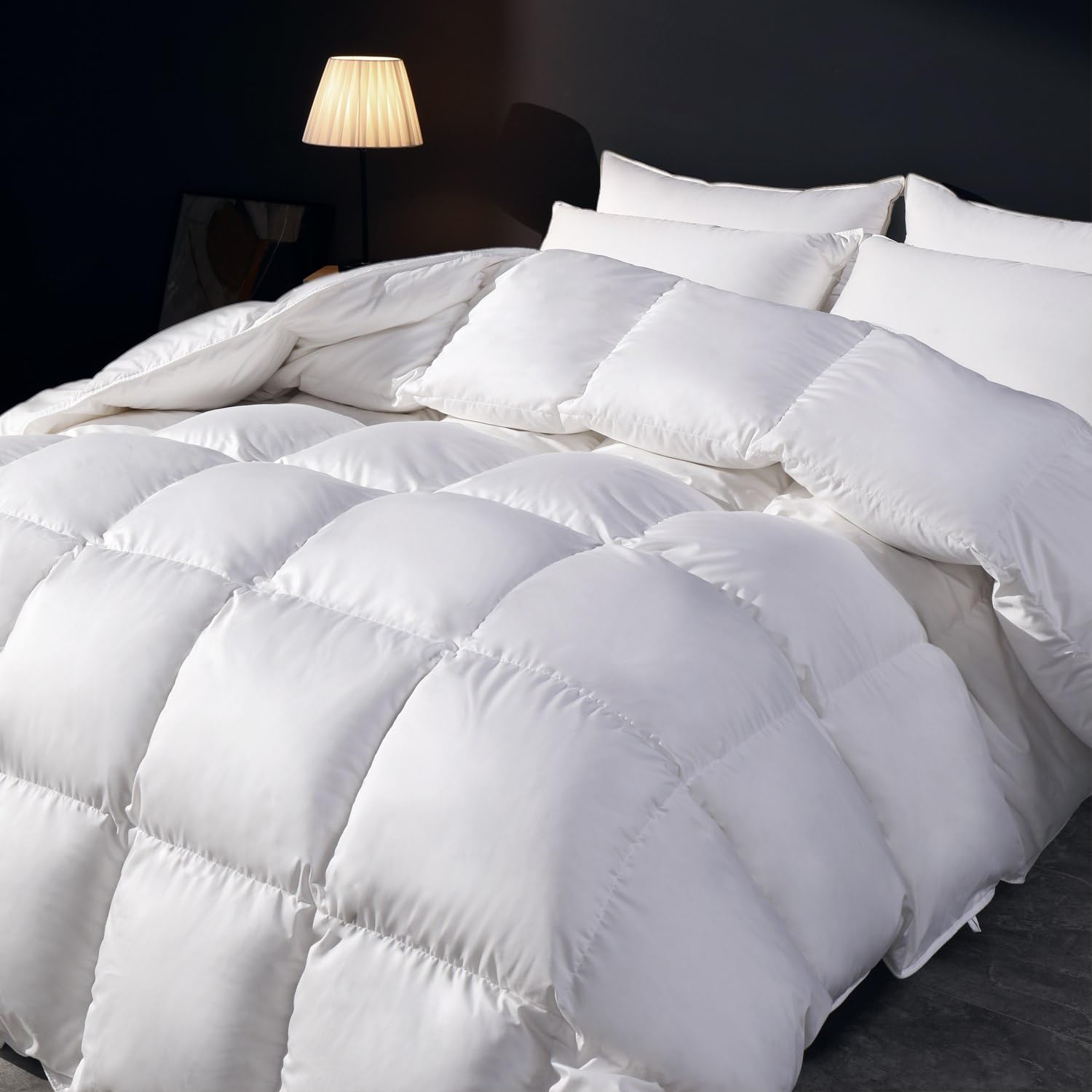 Feather Down Fiber Comforter Queen Size Duvet Insert, Ultra Soft Luxury All Season