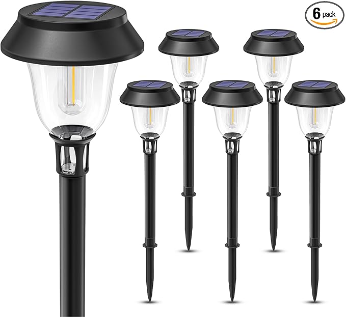 Solar Pathway Lights, 6 Pack LED Solar Lights Outdoor Waterproof