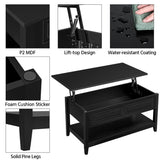 Lift Top Coffee Table with Hidden Compartment and Open Storage Shelf