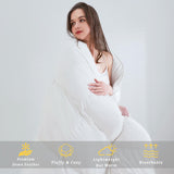 ELNIDO QUEEN Goose Feather Down Comforter Queen Size - All Season White Down Duvet Insert - Luxurious Fluffy Hotel Style Bedding Comforter - Ultra Soft 100% Cotton Cover - Queen (90x90 Inch)