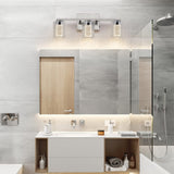 Brushed Nickel Vanity Lights, 3-Light Bathroom Light Fixtures, Crystal LED Bathroom
