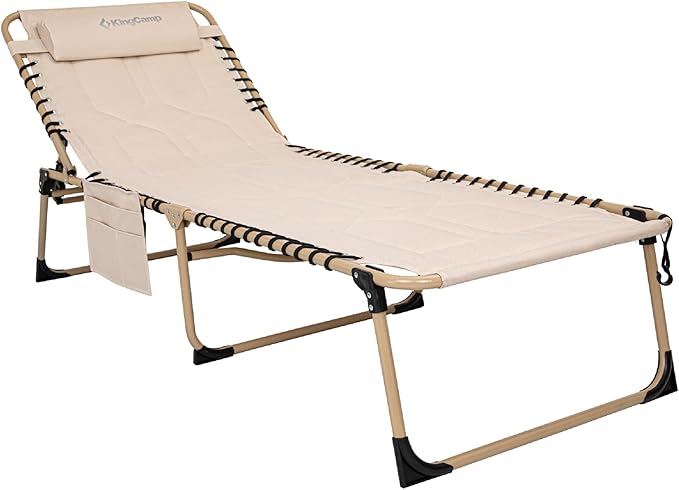 KingCamp Oversize Lounge Chair Outdoor Set of 2, Extra Large Padded Folding 5 Positions