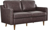 Impart Upholstered Genuine Leather Sofa in Tan