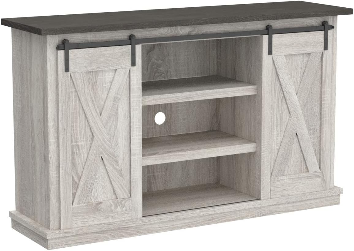 Dorrinson Farmhouse TV Stand Fits TVs up to 50" with Sliding Barn Doors and Storage