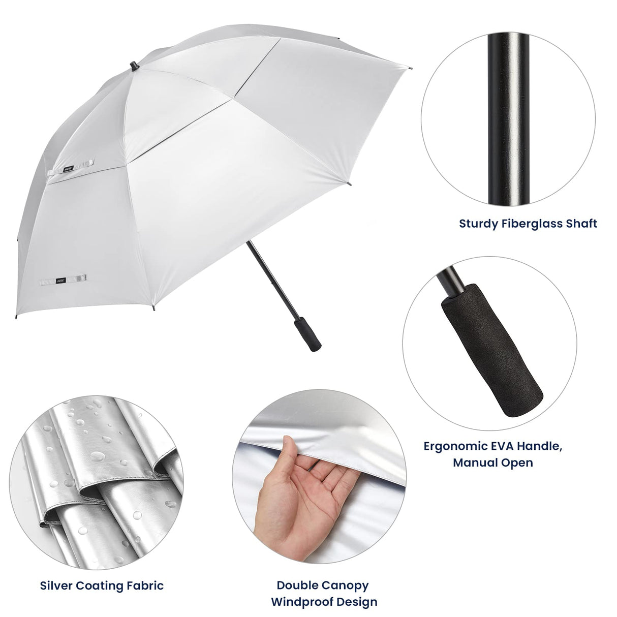 80 Inch Extra Large UV Protection Golf Umbrella Windproof Vented