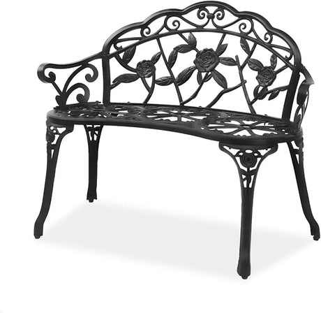 38.5" Patio Park Garden Outdoor Metal Rose Bench