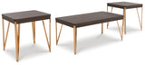 Bandyn Contemporary Occasional Table Set with Steel Legs, Set of 3, Dark Brown