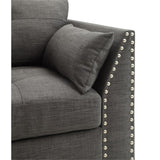 Laurissa Track Arm Loveseat with Nailhead Trim in Light Charcoal Linen