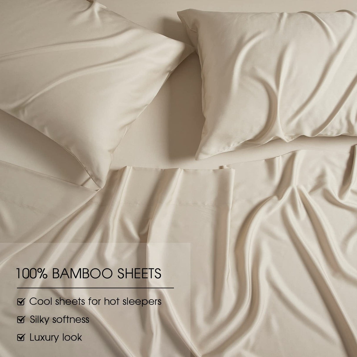 King Size Sheet Set - Rayon Derived from Bamboo, Extra Deep Pocket Sheets Fits 18"-24"