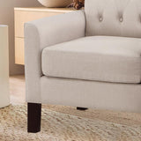 Rosevera Keene 30”Accent Chair Fabric Upholstered Comfy Arm Chair Tufted Comfy for Reading in Bedroom,Living Room, Small Sofa Chair,Armchair for Small Space,Wood Legs,Linen Beige