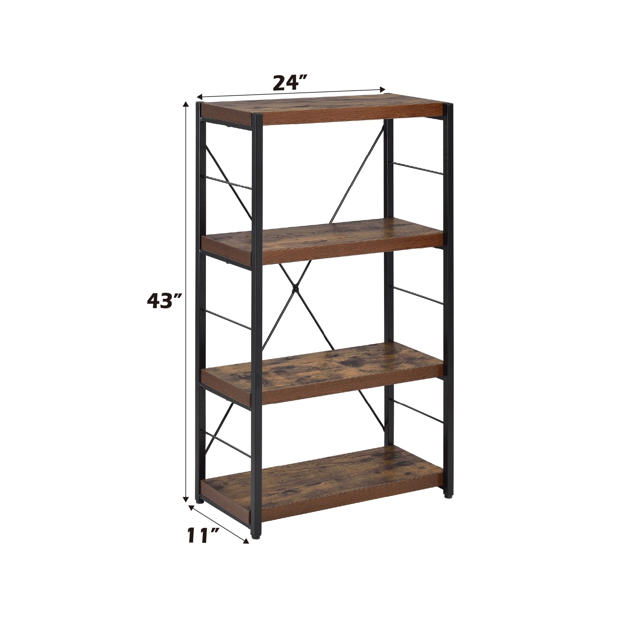 Acme Bob 4 Shelf Wooden Bookcase in Weathered Oak
