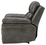 Edmar Leather Power Recliner with Adjustable Headrest, Gray