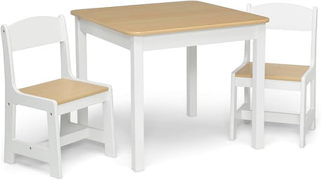 MySize Kids Wood Table and Chair Set (2 Chairs Included), Deep Blue