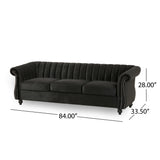 Upholstered Chesterfield Sofa, Classic Retro 3 Seater Rolled Arm Couch for Living Room Bedroom