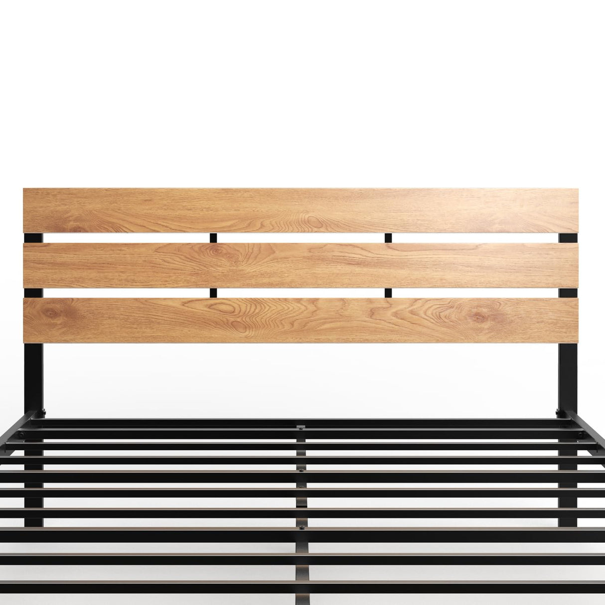 Full Size Bed Frame Steady Steel Platform with Wood Headboard/Footboard