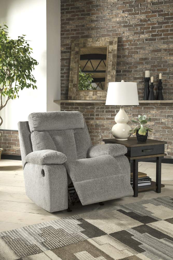 LoungeNest Foggy Gray Rocker Recliner Chair with Pull Tab Recline