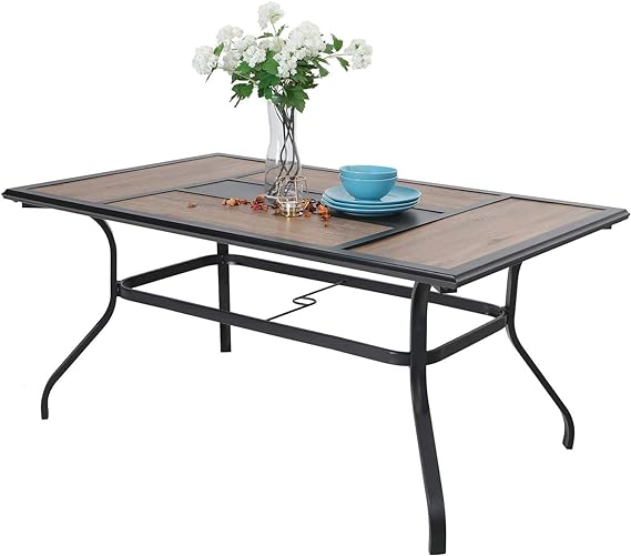 Rectangular Metal Patio Outdoor Dining Table