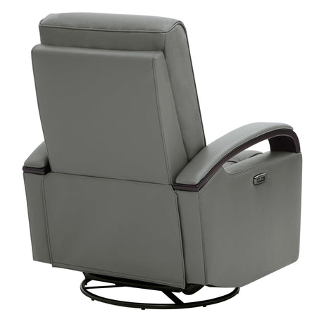 Genuine Leather Power Swivel Glider Rocker Recliner, USB Charge Power