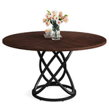 Round Dining Table for 4, 47 Inch Dinner Table Circle Kitchen Table with Metal Base,