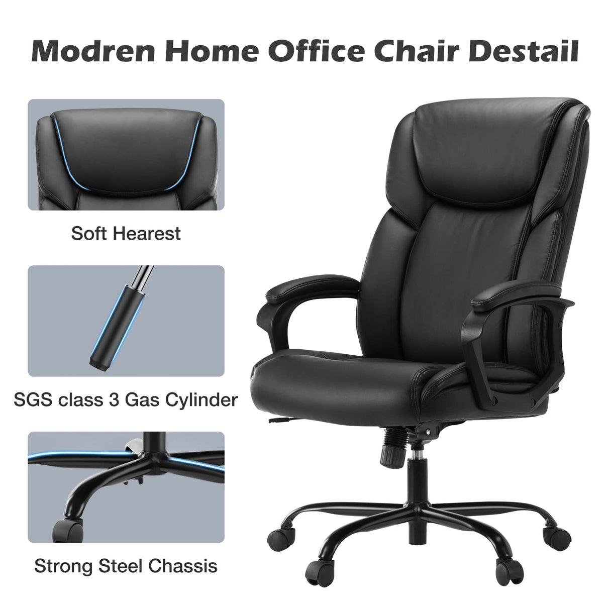 Ergonomic Computer Desk Chair for heavy people High Back & Lumbar Support Adjustable