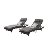 Outdoor Wicker Long Reclining Chair Set of 2 with Cushion