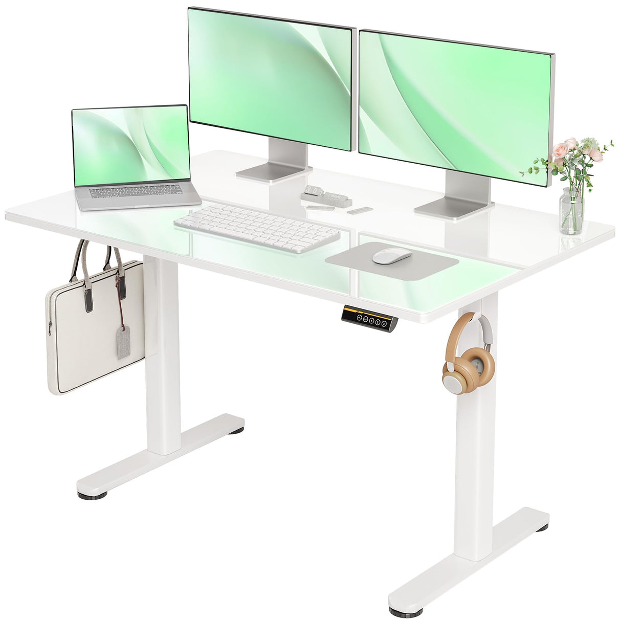 Glass Standing Desk, Electric Standing Desk Adjustable Height