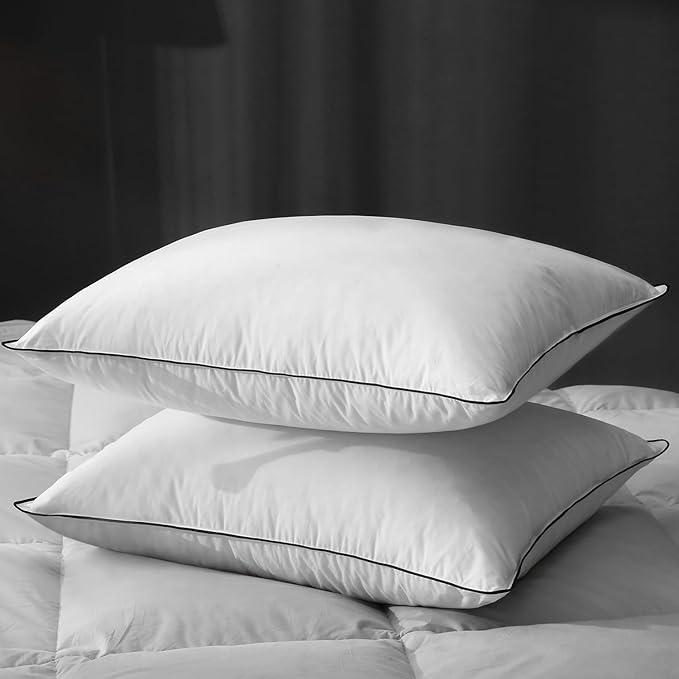 Hotel Feather Pillows Queen Size Set of 2, Feathers Down Pillows Composite