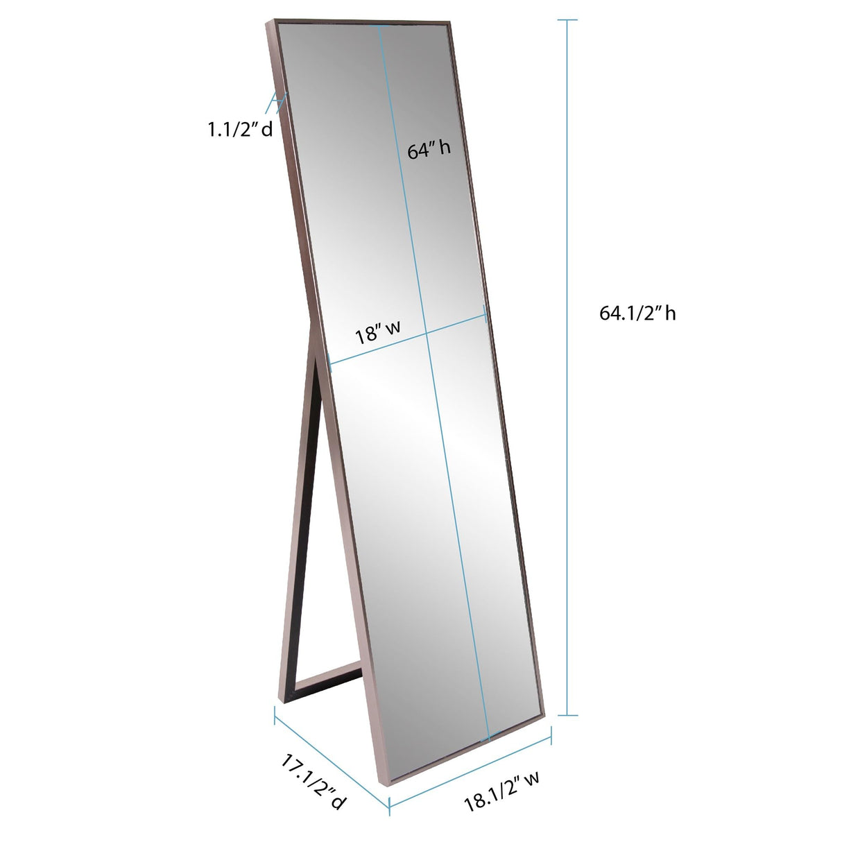 HomeRoots Sleek Brushed Brass Rectangular Full Length Standing Mirror