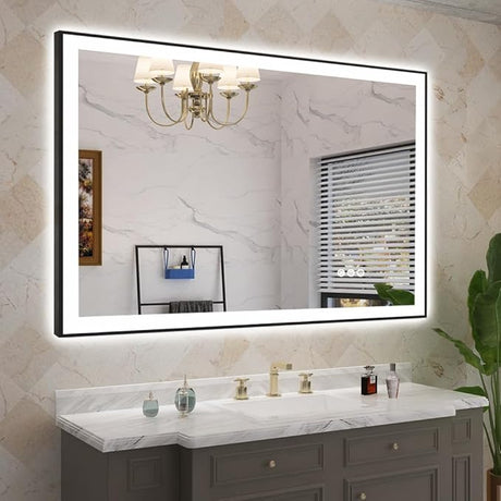 40 x 32 Black LED Bathroom Mirror for Wall, lluminatted Vanity Mirrors with Lights,