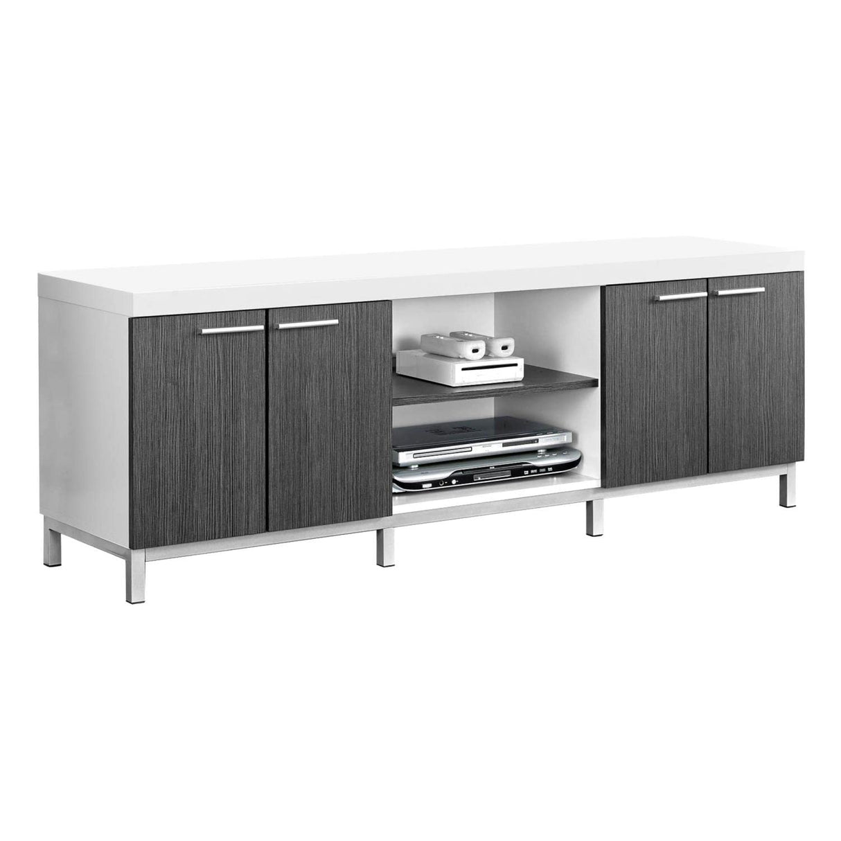 White/Grey Hollow-Core TV Console, 60-Inch