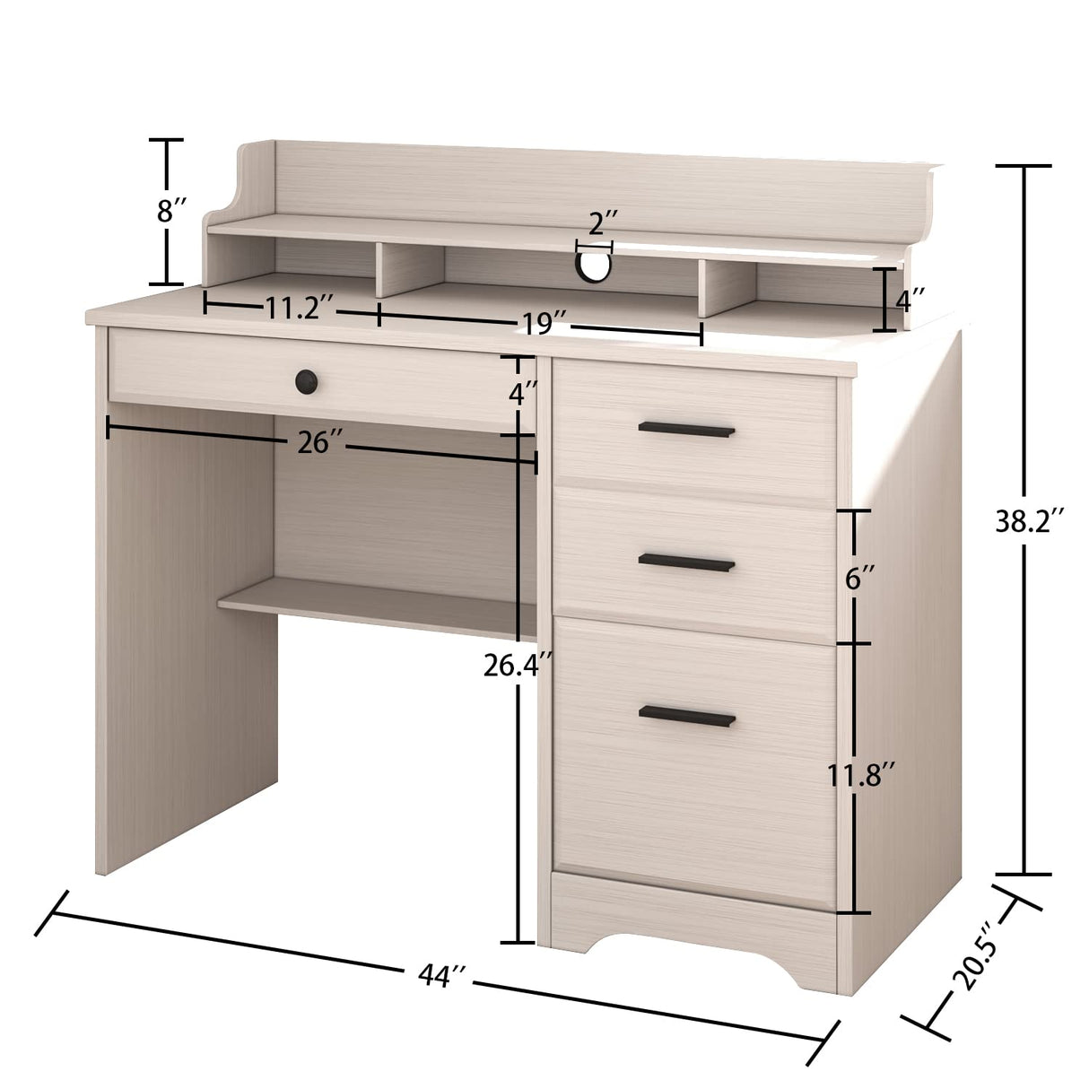 Computer Desk with Drawers and Hutch Shelf, Farmhouse Home Office Desk