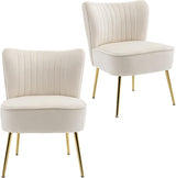Modern Velvet Upholstered Accent Chair Set of 2,Mid Century Living Room Chairs