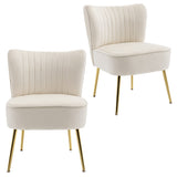 Modern Velvet Upholstered Accent Chair Set of 2,Mid Century Living Room Chairs
