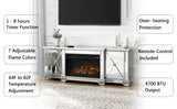 Electric Fireplace TV Stand for TVs up to 65”, Mirrored TV Stand with 18” LED Fireplace