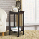 2-Tier Tall End Table with Storage Shelf and Solid Wood Legs