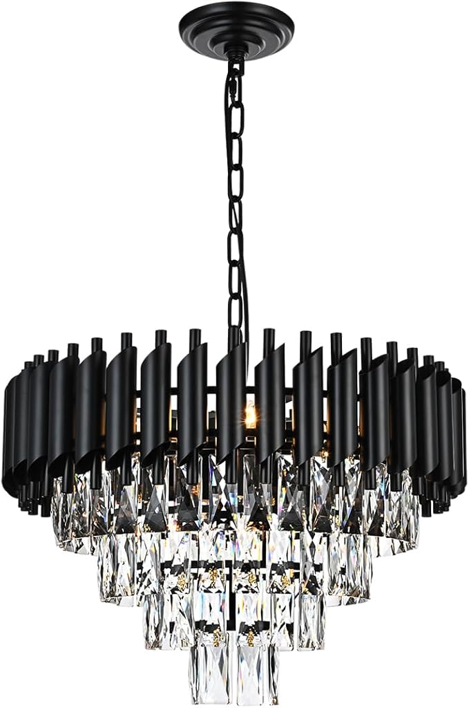 Light Modern Round Crystal Chandelier Lights, 5 Tiers Luxury Pendant Ceiling Light