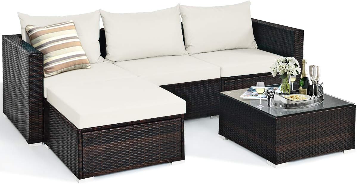 5 Piece Outdoor Patio Furniture Set, Sturdy Frame and Weight Capacity Up to 360 Pounds