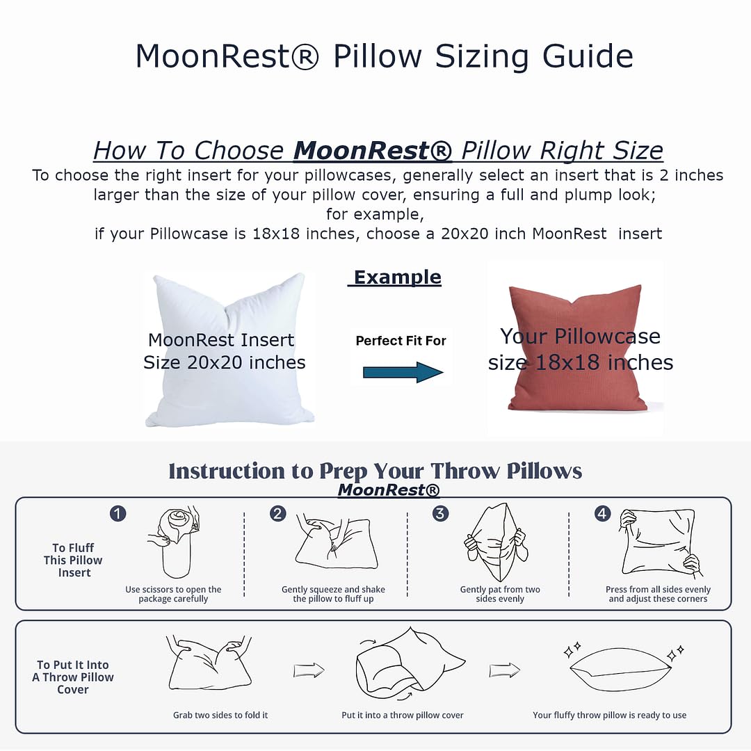 MoonRest® Synthetic Down Alternative 15x24 Lumbar Pillow Insert Form, for Decorative Throw Pillow, Sofa, Cushions, Body and Bed - Pack of 2- Size 15“X 24”